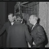 John V. Lindsay [center] Harold Prince [right] and unidentified others at the opening night of stage production Cabaret