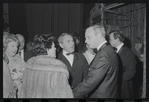 Harold Prince [right center] and unidentified others at opening night of stage production Cabaret