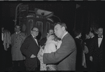 Jill Haworth and Fred Ebb [center] at opening night of stage production Cabaret