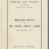 Order of the memorial service for Sir Hugh Percy Lane at Chelsea Old Church, London