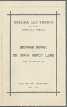 Order of the memorial service for Sir Hugh Percy Lane at Chelsea Old Church, London