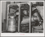 Milk cans coming out of sterilizer at the Dairymen's Creamery. Caldwell, Canyon County, Idaho