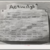 Schedule of camp activities at the FSA (Farm Security Administration) migratory farm labor camp mobile unit. Athena, Oregon