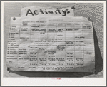 Schedule of camp activities at the FSA (Farm Security Administration) migratory farm labor camp mobile unit. Athena, Oregon