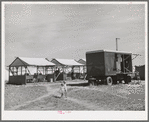 Power unit and laundry shelters at the FSA (Farm Security Administration) migratory farm labor camp mobile unit. Athena, Oregon