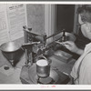 State inspector determines weight per bushel of wheat. Walla Walla, Washington