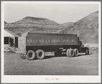 Bulk wheat belonging to members of the Walla Walla Grain Growers is carried in this truck to Port Kelly for shipment by barge to Portland. Walla Walla County, Washington