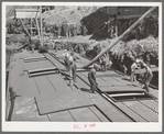 Loading bulk wheat into barge at Port Kelly for shipment to Portland. Walla Walla County, Washington