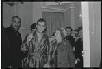 Shelley Berman [center] and unidentified others on opening night for stage production A Family Affair