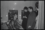 Shelley Berman [left], Sheldon Harnick [with glasses] and unidentified others on opening night for stage production A Family Affair