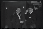 Jack Carter [left] and unidentified on opening night for stage production A Family Affair