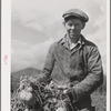 Member of FSA (Farm Security Administation) Boundary Farms. Boundary County, Idaho. He is holding homegrown potatoes