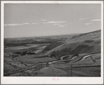 Highway leading down to the gorge at the Columbia River from the bench land. Klickitat County, Washington