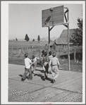 Basketball game. Children living at the FSA (Farm Security Administration) mobile camp for migratory farm workers. Odell, Oregon