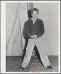 Amateur night performer. FSA (Farm Security Administration) mobile camp for migratory farm workers. Odell, Oregon