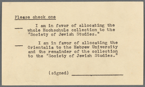 NYPL Archives RG 7 - Research Libraries - Jewish Division - Chief - Joshua Bloch External Organization Files