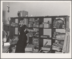 Parcel post racks at the post office at Hermiston, Oregon