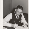 Workman at Navy shipyards at FSA (Farm Security Administration) duration dormitories. Bremerton, Washington