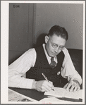 Workman at Navy shipyards at FSA (Farm Security Administration) duration dormitories. Bremerton, Washington