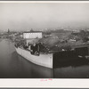 Oceangoing boat being loaded with lumber at Portland, Oregon
