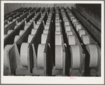 Tillamook cheese plant, Tillamook, Oregon. Cheese aging. Cheese made in Tillamook county had a value of 1,765,482 dollars in 1940
