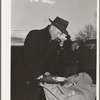 Examining corn picked during cornhusking contest. Ontario, Oregon