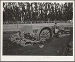 Salinas, California. Intercontinental Rubber Producers. Transplanting seedlings from the nursery into the field in a demonstration. This machine as well as all others used in cultivation of guayule was designed and built mostly from standard parts