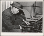 Salinas, California. Intercontinental Rubber Producers. D.O. Mumford, superintendent, in the company shops. He designed all mechanical equipment necessary in guayule cultivation