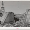 Shasta Dam under construction. Mount Shasta in background. Shasta County, California