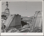 Shasta Dam under construction. Mount Shasta in background. Shasta County, California