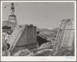 Shasta Dam under construction. Mount Shasta in background. Shasta County, California