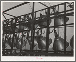 Battery of lights for night work at Shasta Dam. Shasta County, California