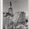 Shasta Dam under construction and cable tower. Shasta County, California