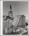 Shasta Dam under construction and cable tower. Shasta County, California
