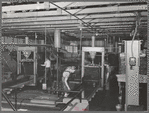 Interior of olive oil plant, Lindsay, California. Olives were introduced to California in the 18th century by Spanish Padres