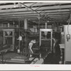 Interior of olive oil plant, Lindsay, California. Olives were introduced to California in the 18th century by Spanish Padres