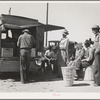 Pea pickers stop for a soft drink. Imperial County, California