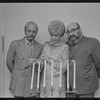 Producer Harold Prince, Peg Murray and Paul Lipson in publicity for the stage production Fiddler on the Roof