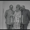 Producer Harold Prince, Peg Murray and Paul Lipson in publicity for the stage production Fiddler on the Roof