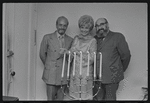 Producer Harold Prince, Peg Murray and Paul Lipson in publicity for the stage production Fiddler on the Roof