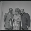 Producer Harold Prince, Peg Murray and Paul Lipson in publicity for the stage production Fiddler on the Roof