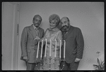 Producer Harold Prince, Peg Murray and Paul Lipson in publicity for the stage production Fiddler on the Roof