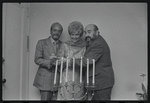 Producer Harold Prince, Peg Murray and Paul Lipson in publicity for the stage production Fiddler on the Roof