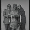 Producer Harold Prince, Peg Murray and Paul Lipson in publicity for the stage production Fiddler on the Roof