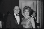 Ethel Merman [right] at opening night of the stage production Flora, the Red Menace