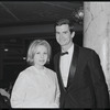 Anthony Perkins [right] at the opening night of stage production Flora, the Red Menace