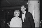 Anthony Perkins [right] at the opening night of stage production Flora, the Red Menace