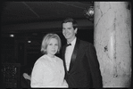 Anthony Perkins [right] at opening night of the stage production Flora, the Red Menace