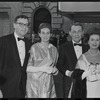 Joan Bennett [far right] and unidentified others at the opening night for the stage production Flora, the Red Menace