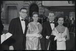 Joan Bennett [far right] and unidentified others at the opening night for the stage production Flora, the Red Menace